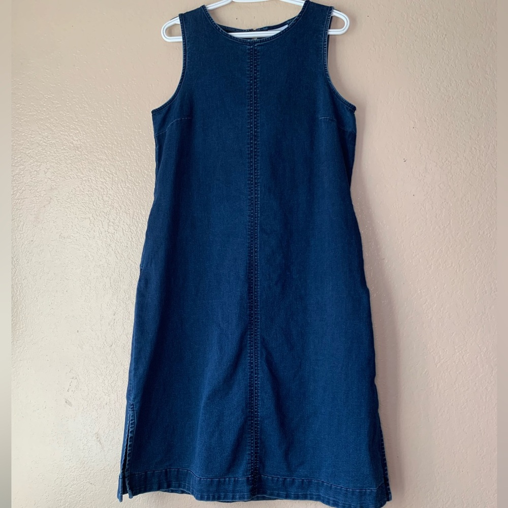 Liz Claiborne Denim Sleeveless Midi Jumper 90’S Minimalist Dress Size M - Picture 3 of 6